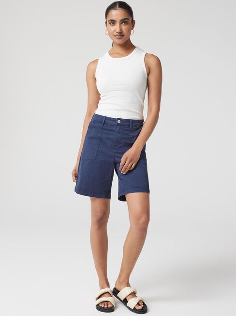 Libby Bermuda Denim Walk Short, Blue, hi-res