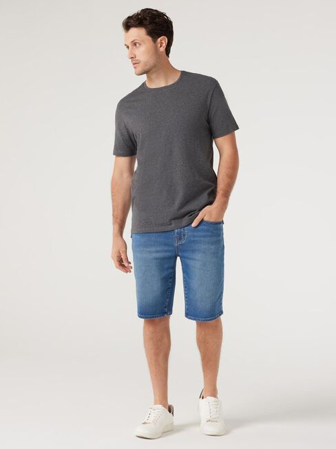 SS Fin Premium Basic Crew Tee, Charcoal Marle, hi-res