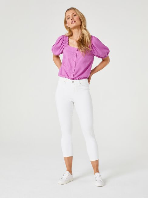 Candy Square Neck Top, Purple, hi-res