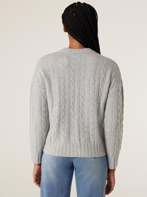 Allegra Cable Pullover Knit, Grey Marle, hi-res