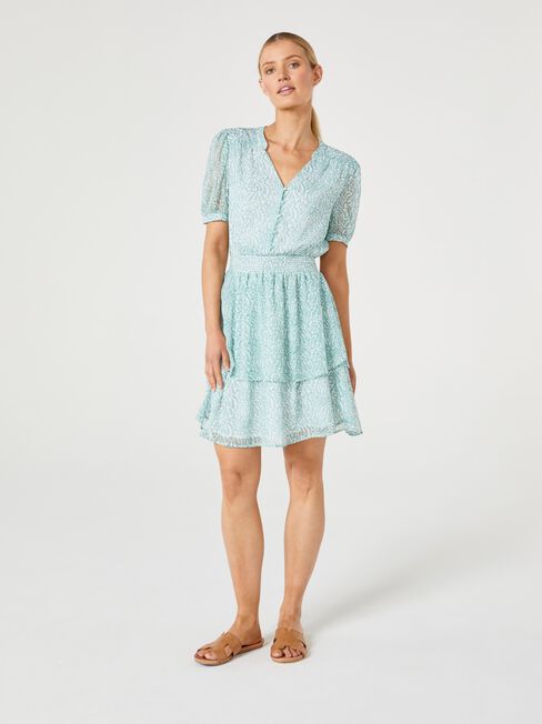 Leah Shirred Waist Dress, Print, hi-res