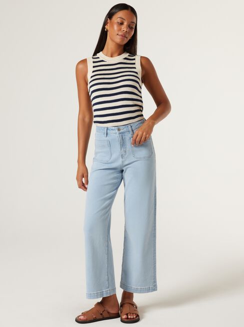 Ava Knit Vest, White Navy Stripe, hi-res