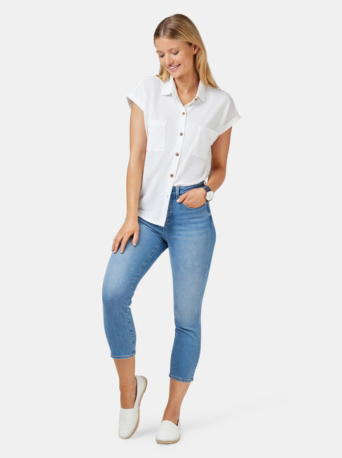 Finley Button Thru Shirt, White, hi-res