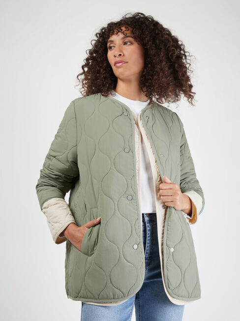 Priya Quilted Jacket, Green, hi-res