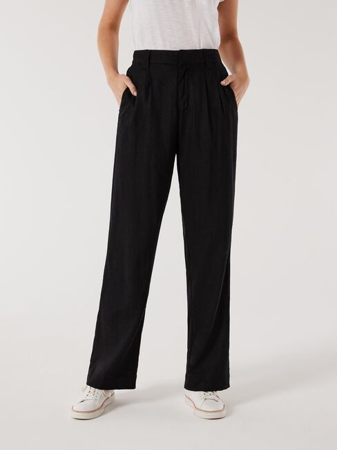 Linen Tailored Pant, Black, hi-res