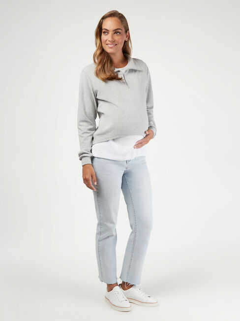 Bailey Zip Front Sweat, Grey, hi-res