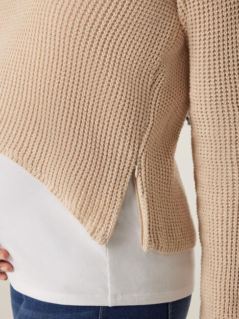 Michelle Side Zip Maternity Pullover, Oatmeal Marle, hi-res