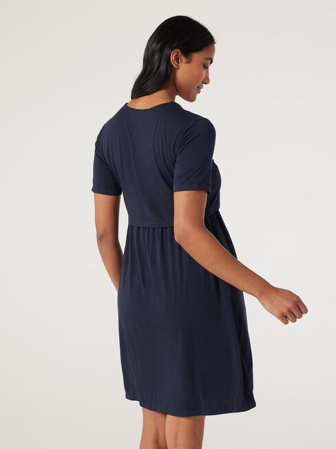 Maddy Layered Maternity Dress, Navy, hi-res