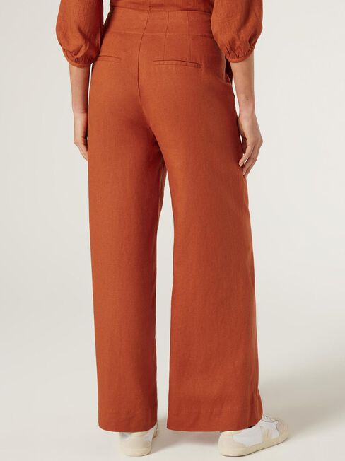 Shelby Relaxed Linen Pant, Orange, hi-res