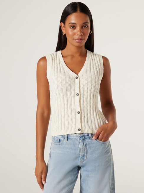 Lindsey Knit Vest, Off White, hi-res