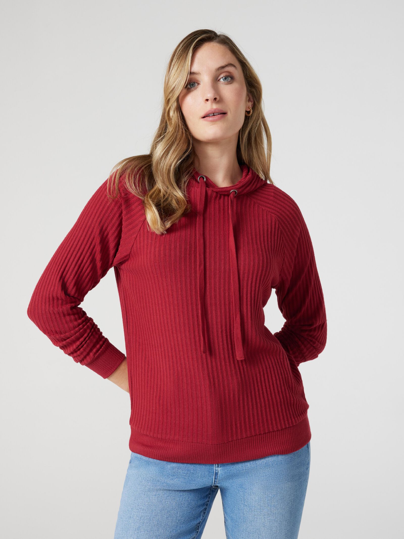 Ribbed hoodie women's outlet