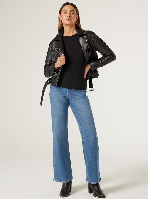 Chrishell Textured Tee, Black, hi-res