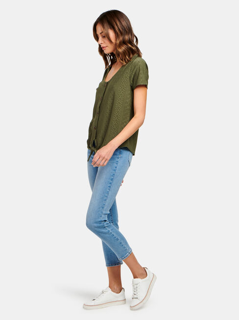Lacey Lace Tee, Green, hi-res