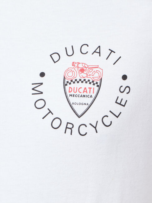Ducati Short Sleeve Bologna Print Crew Tee, White, hi-res
