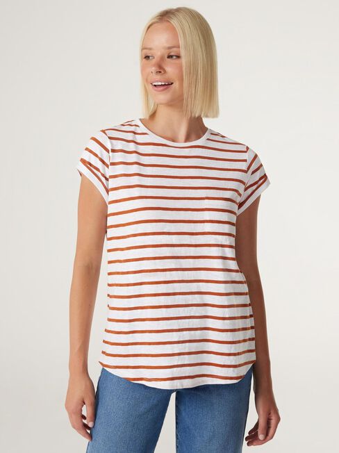 Essential Slub Pocket Tee, Rust Stripe, hi-res