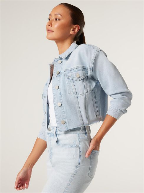 Crop Denim Jacket, Light Vintage, hi-res