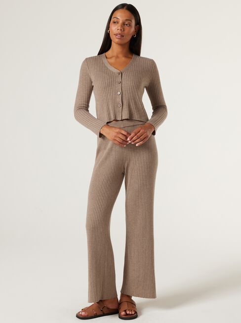 J-Luxe Chunky Ribbed Button Through, Taupe, hi-res