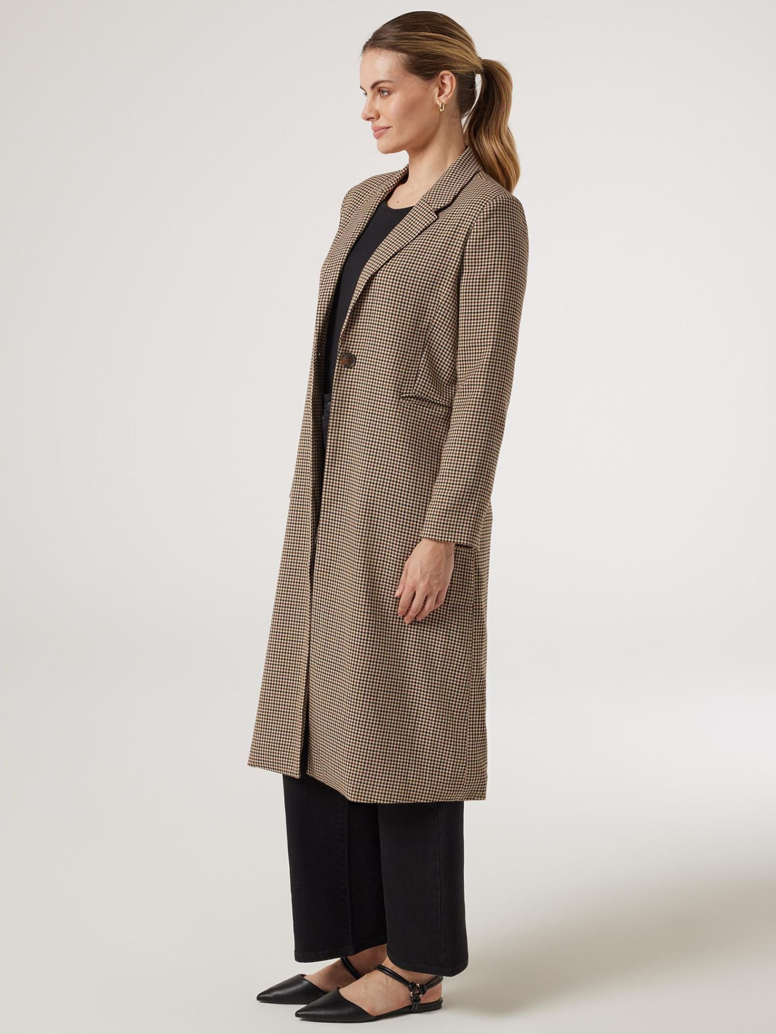 Pypah Houndstooth Longline Coat
