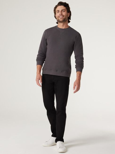Harrison Crew Textured Long Sleeve Top, Charcoal Marle, hi-res
