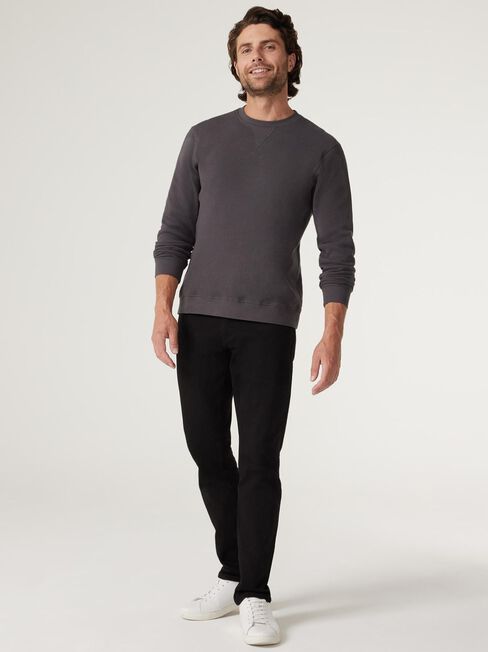 LS Harrison Crew Textured Top, Charcoal Marle, hi-res