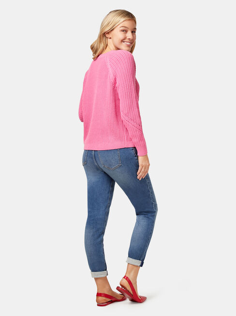 Felicity Stitch Pullover, Pink, hi-res