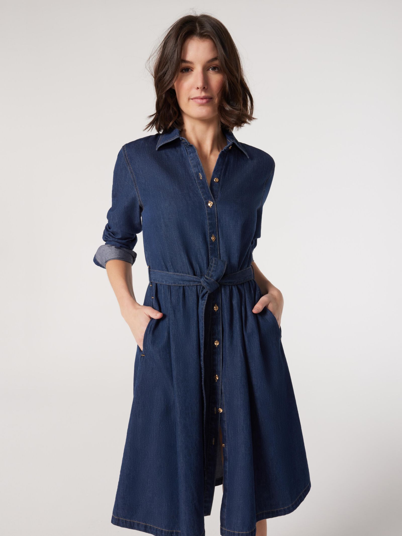 Denim look shirt dress clearance