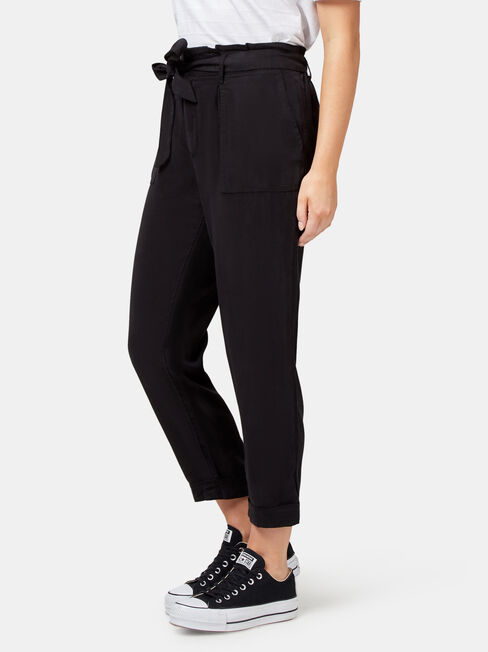 Isadora Paper Bag Pant, Black, hi-res