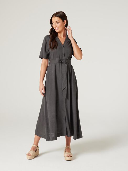 Lydia Shirt Dress, Charcoal, hi-res