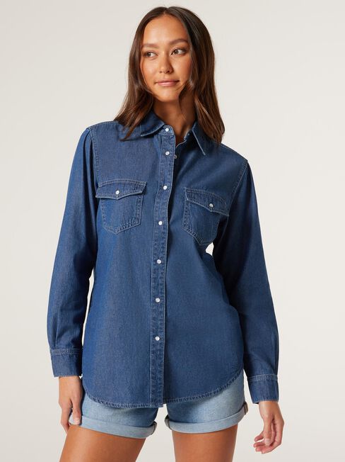 Remi Denim Shirt, Dark Vintage, hi-res