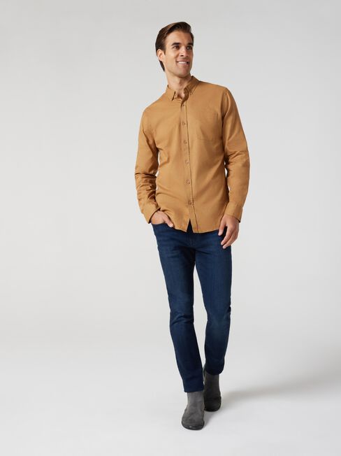 Brody Textured Long Sleeve Shirt, Tobacco, hi-res