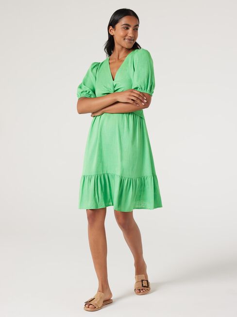 Evelyn Twist Front Dress, Green, hi-res