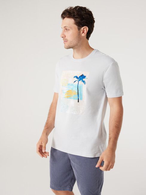 SS Rohan Print Crew Tee, Silver, hi-res