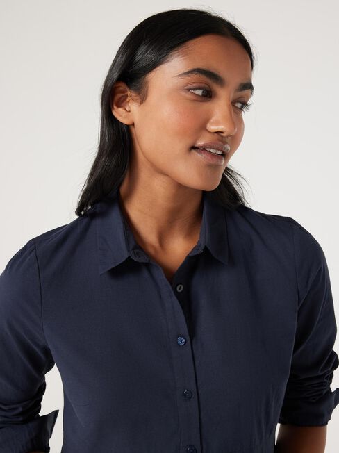 Harper Peplum Maternity Shirt, Navy, hi-res