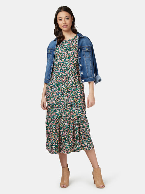 Gina Midi Dress, Green, hi-res