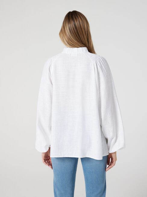 Amelia Button Down Blouse, White, hi-res