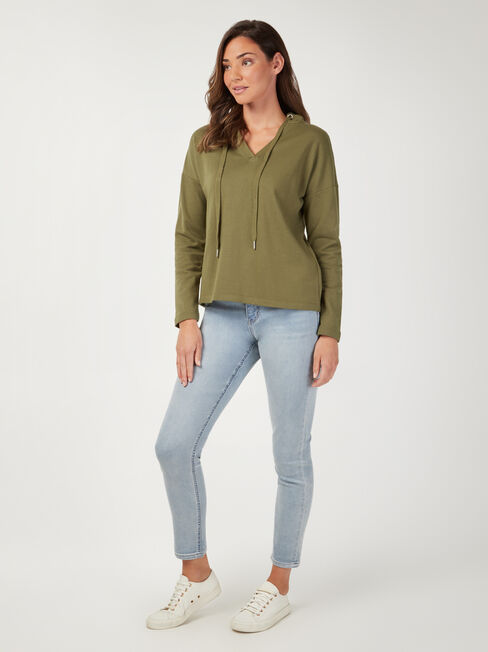 Emilia Hooded Sweat, Green, hi-res
