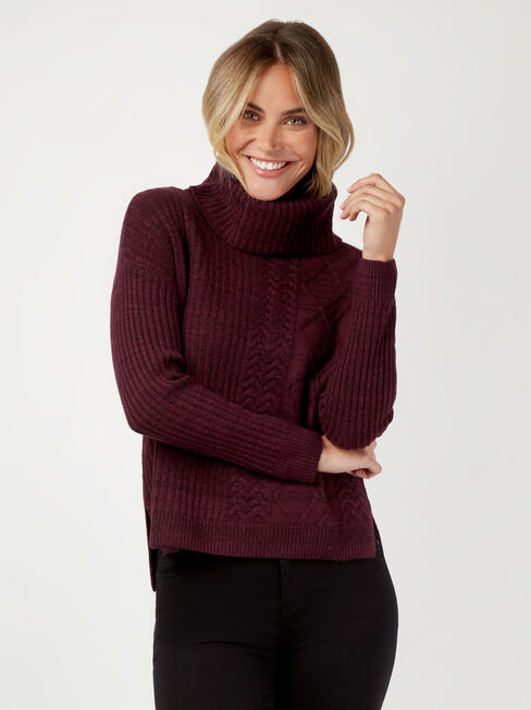 Lulu Cowl Neck Pullover, Purple, hi-res