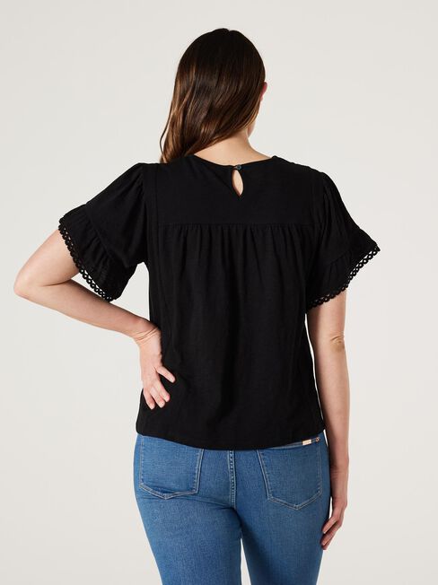 Laguna Lace Ruffle Top, Black, hi-res