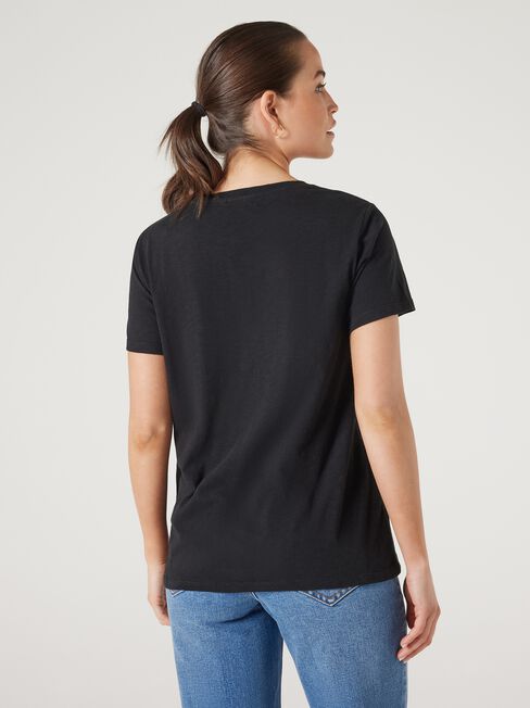 Essential Slub Pocket Tee, Black, hi-res