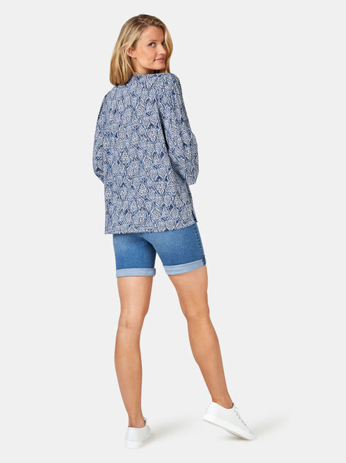 Kinsly Peasant Blouse, Black, hi-res