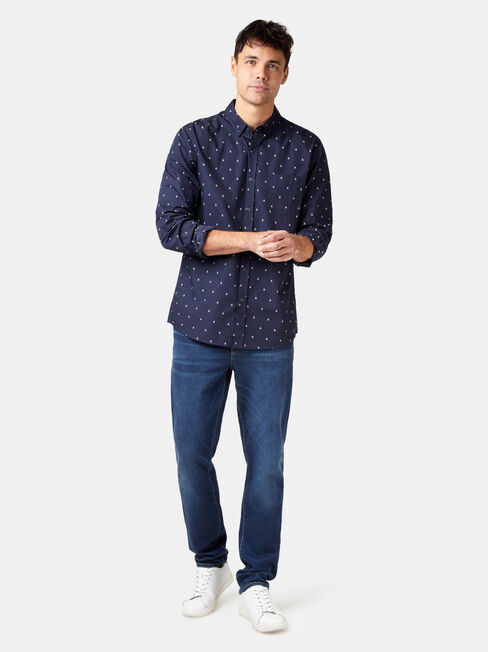 Jensen Long Sleeve Print Shirt, Blue, hi-res