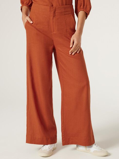 Shelby Relaxed Linen Pant, Orange, hi-res