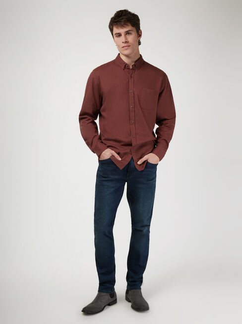 Brody Textured Long Sleeve Shirt, Red, hi-res