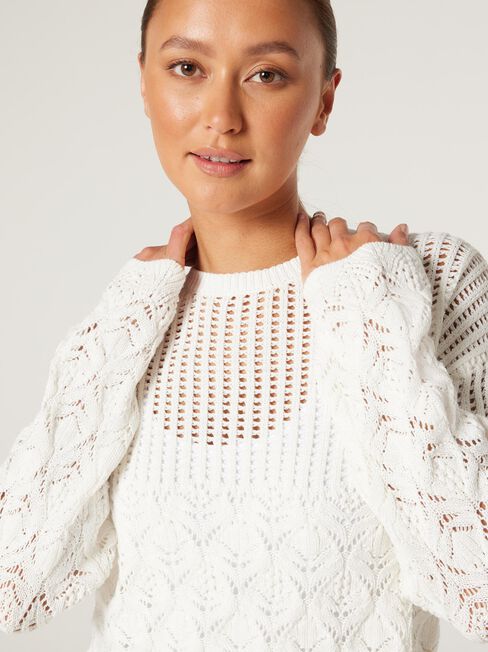 Arielle Crochet Knit, Cream, hi-res