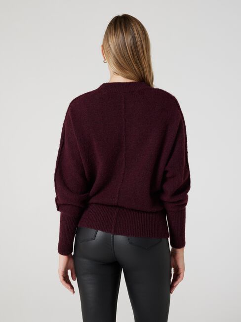 Camilla V-Nk Relaxed Pullover Knit, Auburn, hi-res