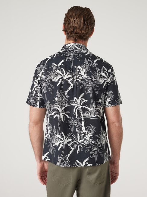 Short Sleeve Leon Print Shirt, Black, hi-res