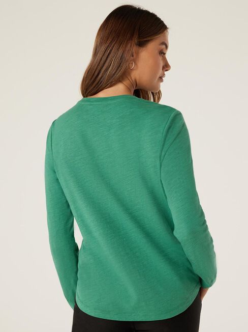 Essential Long Sleeve Crew Neck, Emerald Green, hi-res