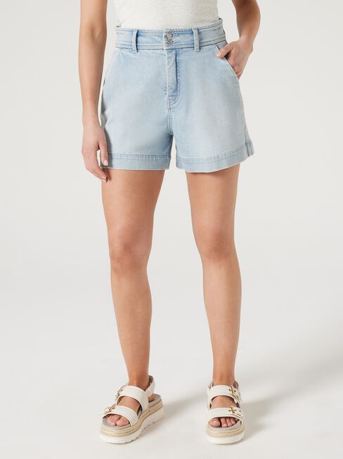 Georgia Tummy Trimmer Denim Short, Blue, hi-res