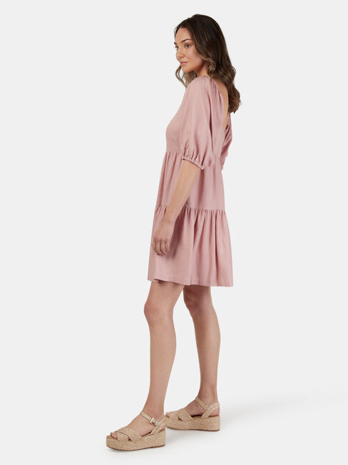 Rebecca Square Neck Dress, Pink, hi-res