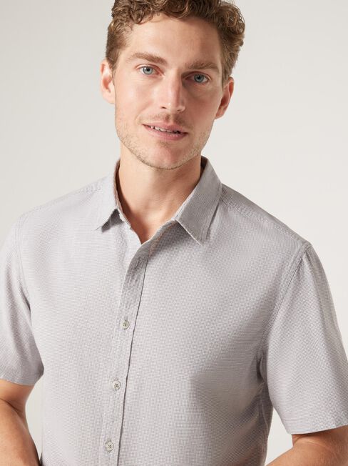 Short Sleeve Kai Textured Shirt, Grey, hi-res